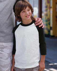 (2184ba) Anvil Youth 5.4 oz. 3/4-Sleeve Raglan Baseball T-Shirt