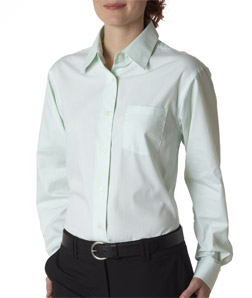 (8361br) UltraClub Ladies Long-Sleeve Performance Pinpoint