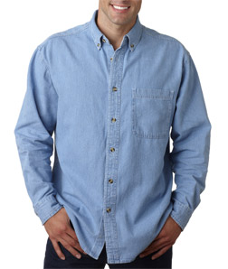 (8960br) UltraClub Men's Cypress Colors Long-Sleeve Woven with Pocket