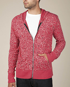 Alternative Men's Eco Jersey Triblend Long-Sleeve Printed Full Zip Fashion Hoodie