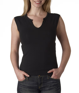 Bella Ladies' Cotton/Spandex Slit-V Raglan T-Shirt