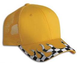 Checkered Flame Brim Mesh Trucker's Cap