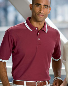 Chestnut Hill Men's Tipped Performance Plus Piqu Polo