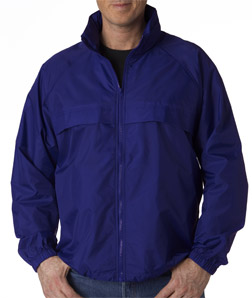 UltraClub Adult Hooded Zip-Front Pack-Away Jacket