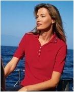 custom screen printed women's  polo shirt with trim