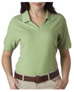 custom screen printed women's  polo shirt with trim
