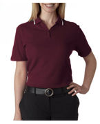 custom embroidered women's polo shirt with trim