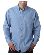 custom embroidered long sleeve denim shirt
