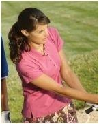 custom screen printed women's polo shirt with trim