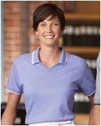 custom screen printed women's polo shirt with trim