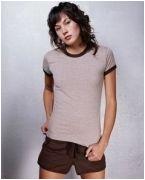 custom screen printed women's henley t shirt