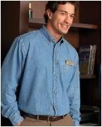 custom embroidered long sleeve denim shirt