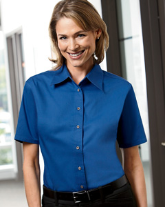 Harriton Ladies' Short-Sleeve Twill Shirt with Stain-Release