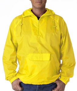 UltraClub Adult 1/4-Zip Hooded Pullover Pack-Away Jacket