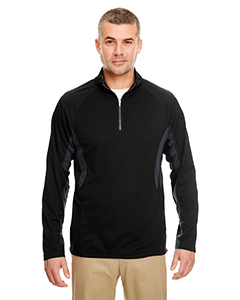 UltraClub Adult Cool & Dry Color Block Dimple Mesh 1/4-Zip Pullover