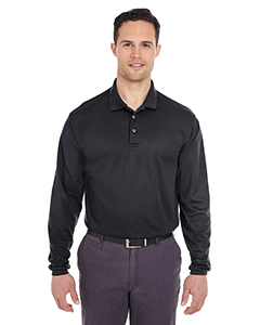 UltraClub Adult Cool & Dry Long-Sleeve Mesh Pique Polo