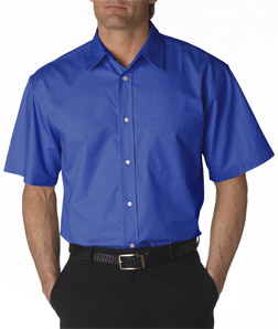 UltraClub Adult Whisper Twill Short-Sleeve Shirt
