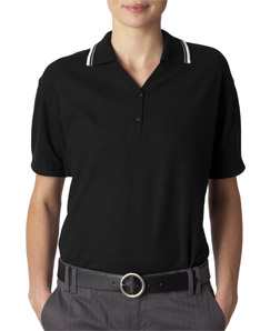 UltraClub Ladies Short-Sleeve Whisper Pique Polo with Rib Collar and Cuff Tipping